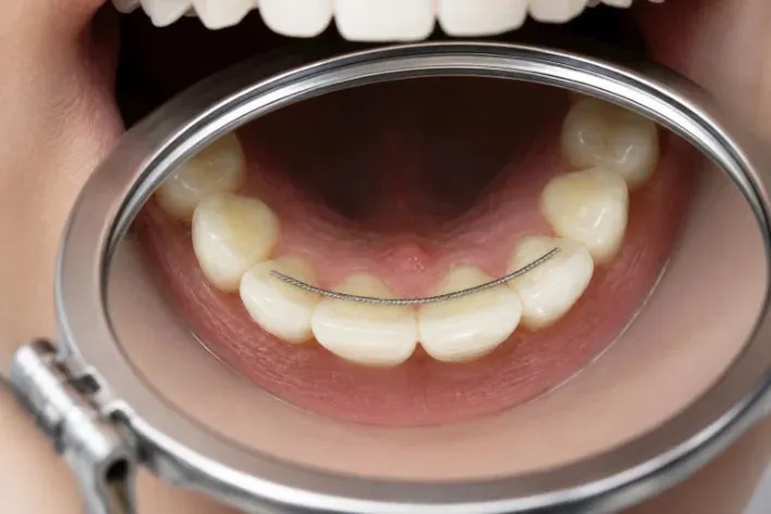Bonded orthodontic retainer fitted behind the teeth — orthodontics Luxembourg